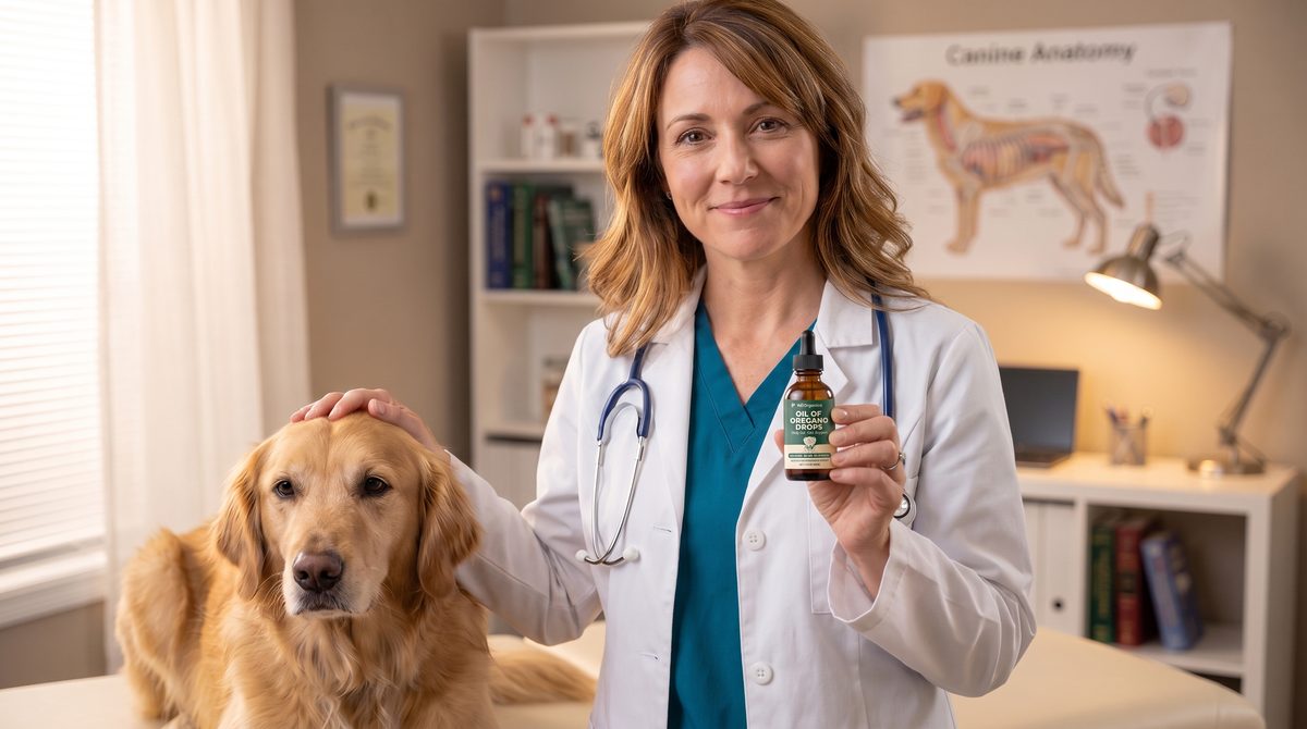 Veterinarian with Pet Organica Oil of Oregano Drops